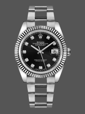 Rolex Datejust 126334 Fluted Bezel Black Diamond Dial 41MM Mens Replica Watch