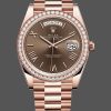 Rolex Day-Date 228345RBR Chocolate Brown Roman Dial Diamond Bezel 40mm Mens Replica Watch