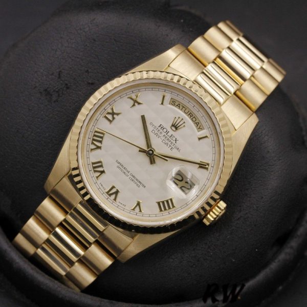Rolex Day-Date 118238 Ivory Dial Fluted Bezel 36mm Unisex Replica Watch