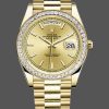 Rolex Day-Date 228398TBR Champagne Index Dial Diamond Bezel 40mm Mens Replica Watch