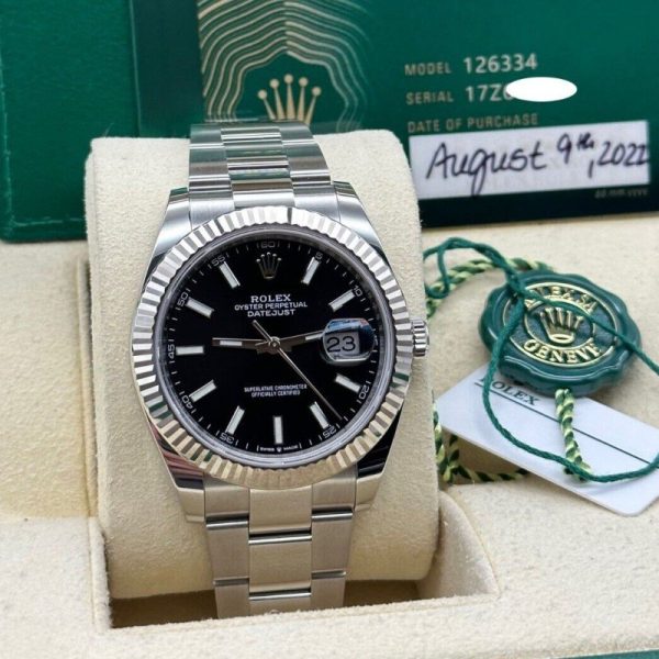 Rolex Datejust 126334 Fluted Bezel Black Dial 41MM Mens Replica Watch