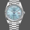 Rolex Day-Date 228236 Fluted Bezel Ice Blue Dial 40MM Mens Replica Watch