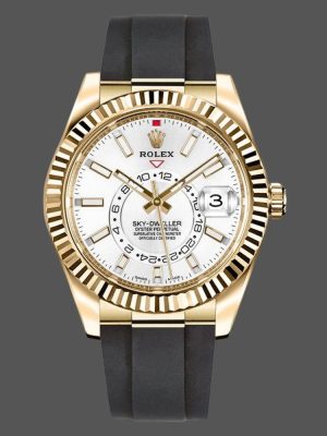 Rolex Sky Dweller 326238 Yellow Gold White Dial 42mm Mens Replica Watch