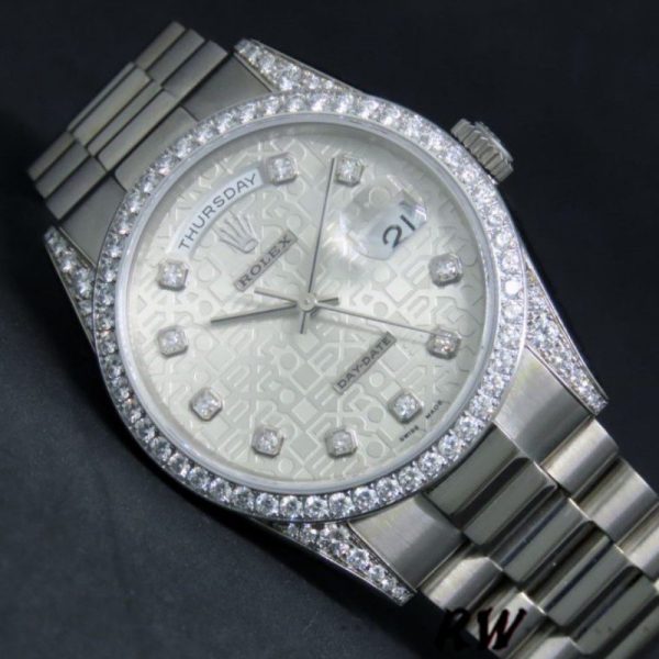 Rolex Day-Date 118389 Silver Jubilee Diamond Dial 36MM Unisex Replica Watch