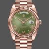 Rolex Day-Date 228235 Green Roman Numeral Dial Fluted Bezel 40mm Mens Replica Watch