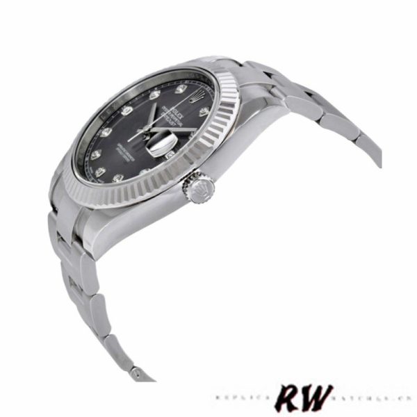Rolex Datejust 126334 Fluted Bezel Dark Rhodium Grey Dial 41MM Mens Replica Watch