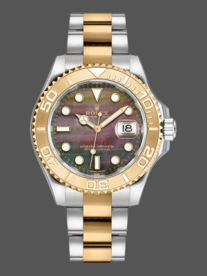 Rolex Yacht Master 168623 Steel Yellow Gold Black MOP Dial 35MM Unisex Replica Watch