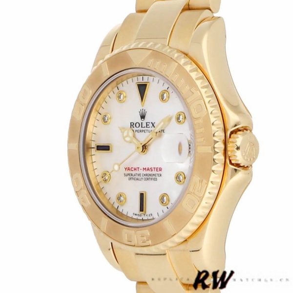 Rolex Yacht Master 168628 White MOP Dial Yellow Gold 35MM Unisex Replica Watch