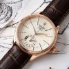 Rolex Cellini Dual Time 50525 Silver Dial Brown Leather Strap 39mm Mens Replica Watch