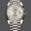 Rolex Day-Date 228239 Silver Stripe Motif Dial Fluted Bezel 40mm Mens Replica Watch