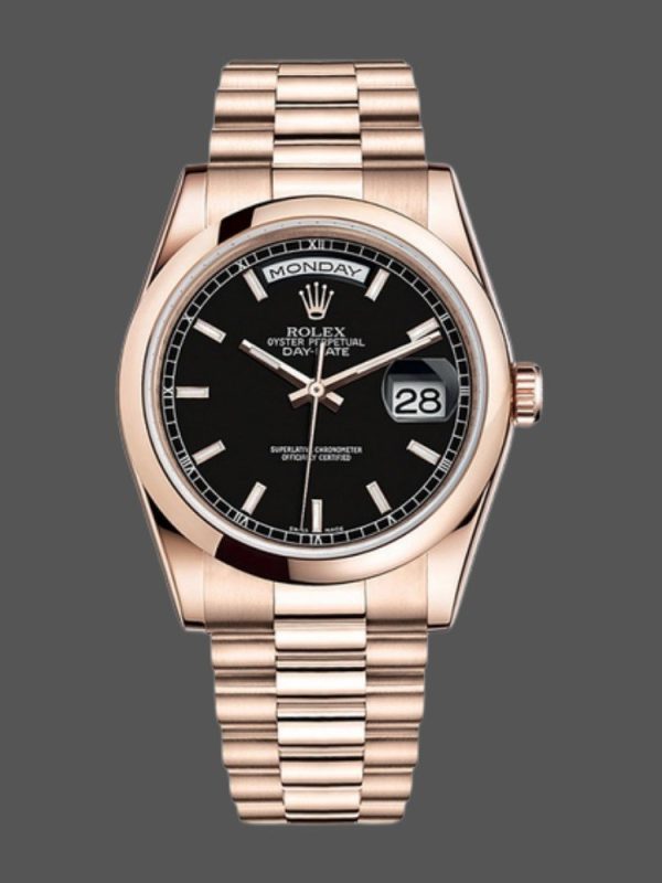 Rolex Day Date 118205 Black Dial 36mm Unisex Replica Watch