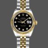 Rolex Datejust 179173 Black Diamond Dial Fluted Bezel 26MM Lady Replica Watch
