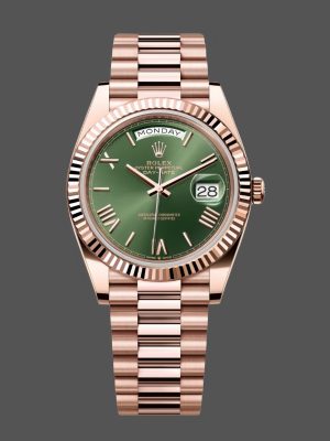 Rolex Day Date 40 18k Everose Gold Olive Green Dial m228235 0025 40mm