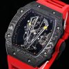 Replica RM 27-03 Rafael Nadal Black Tourbillon Red Rubber Strap