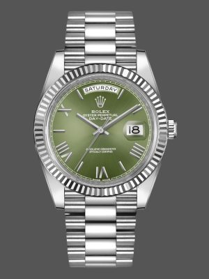 Rolex Day-Date 228239 Green Roman Dial Fluted Bezel 40mm Mens Replica Watch
