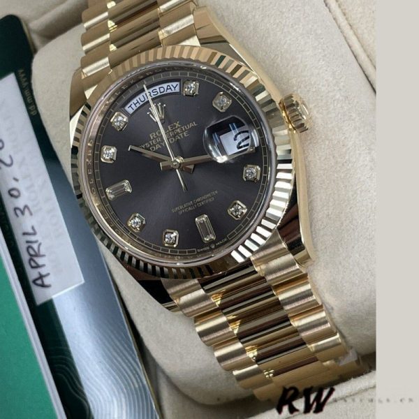Rolex Day-Date 128238 Fluted Bezel Dark Grey Dial 36MM Unisex Replica Watch