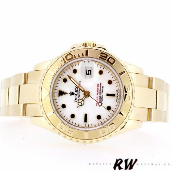 Rolex Yacht Master 169628 Yellow Gold White Dial 29MM Lady Replica Watch