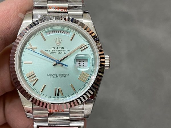 Rolex Day-Date 228236 Fluted Bezel Ice Blue Dial 40MM Mens Replica Watch