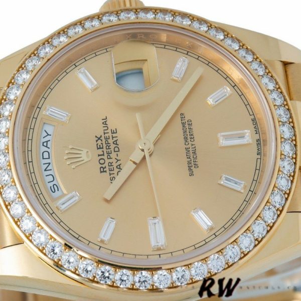 Rolex Day-Date 228348RBR Champagne Diamond Dial Diamond Beze 40mm Mens Replica Watch