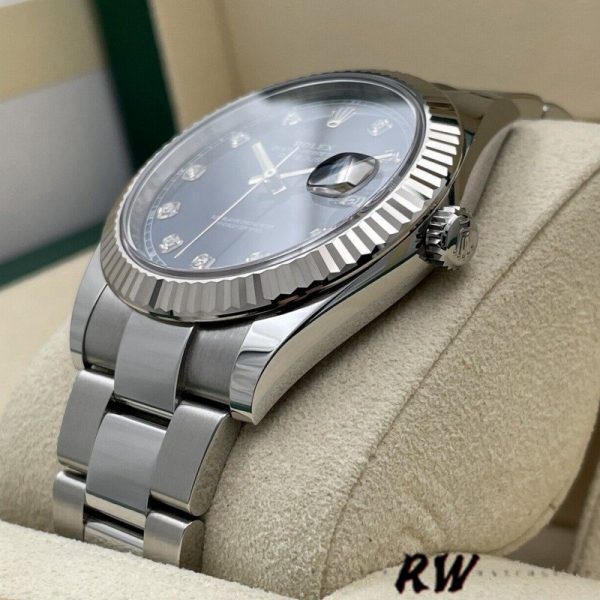 Rolex Datejust 126334 Fluted Bezel Blue Diamond Dial 41MM Mens Replica Watch