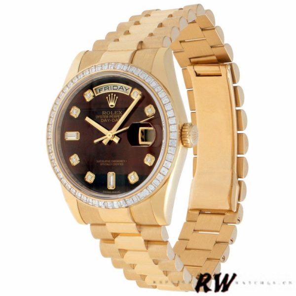 Rolex Day-Date 118398 Bulls Eye Brown Diamond Dial 36MM Unisex Replica Watch