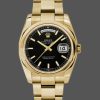 Rolex Day Date 118238 Yellow Gold Black Dial Stainless Steel 36mm Mens Replica Watch