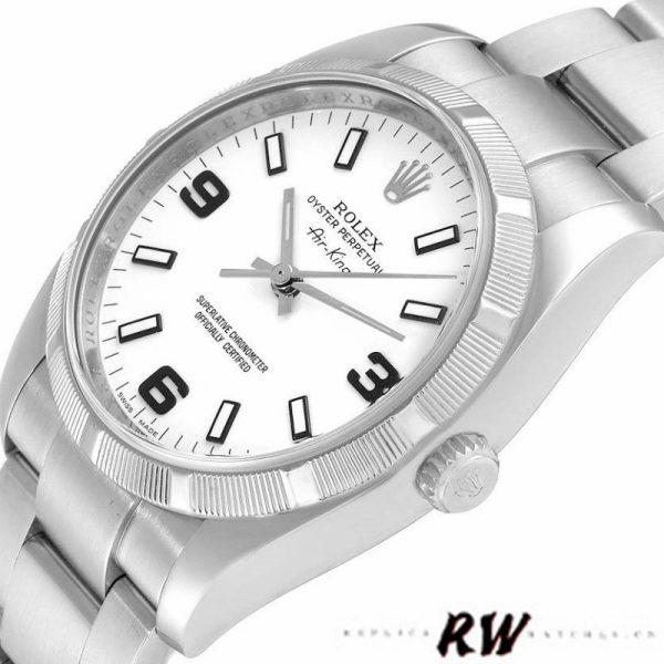 Rolex Oyster Perpetual air-king 114210 White Dial 34mm Unisex replica watch