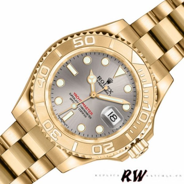 Rolex Yacht Master 169628 Yellow Gold Grey Dial 29MM Lady Replica Watch
