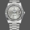 Rolex Day-Date 118239 White Gold Silver dial Fluted Bezel 36mm Unisex Replica Watch