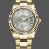 Rolex Day-Date 118238 Yellow Gold Silver Diamond Dial 36mm Unisex Replica Watch