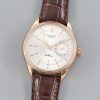 Rolex Cellini Date Rose Gold Silver Crocodile Leather Strap 50515 39mm Mens Replica Watch