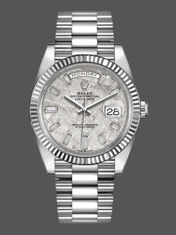 Rolex Day-Date 228239 Meteorite Grey Dial Fluted Bezel 40mm Mens Replica Watch