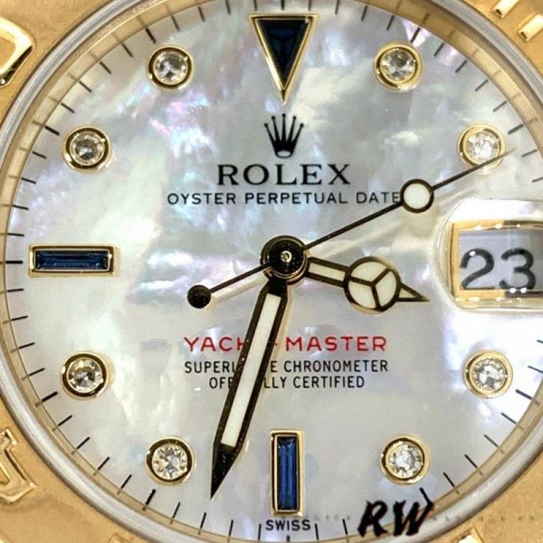 Rolex Yacht Master 168628 White MOP Dial Yellow Gold 35MM Unisex Replica Watch