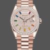 Rolex Day-Date 128345RBR Diamond Paved Dial Everose Gold 36MM Unisex Replica Watch