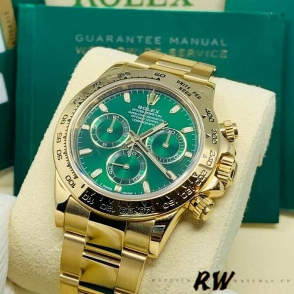 Rolex Daytona 116508 Yellow Gold Green Index Dial 40MM Mens Replica Watch