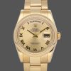 Rolex Day-Date 118208 Yellow Gold Champagne Dial Roman Numerals 36mm Unisex Replica Watch