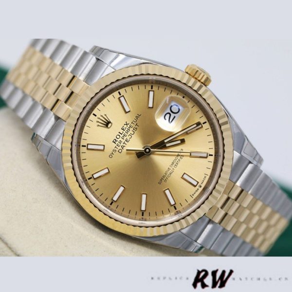 Rolex Datejust 126233 Champagne Index Dial Fluted Bezel 36MM Unisex Replica Watch