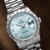 Rolex Day-Date 118366 Ice Blue Dial Diamond Bezel 36mm Unisex Replica Watch