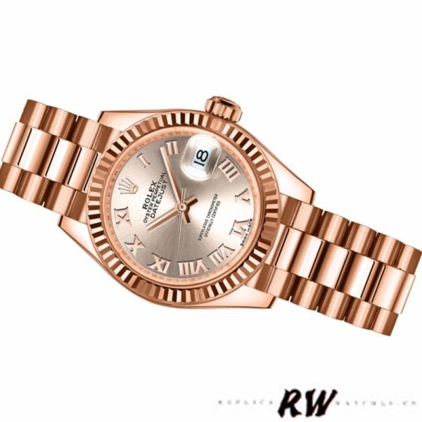 Rolex Datejust 279166 Dark Grey Roman Numeral Dial Domed Bezel 28mm Lady Replica Watch