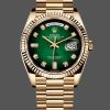 Rolex Day-Date 128238 Fluted Bezel Green Diamond Dial 36MM Unisex Replica Watch