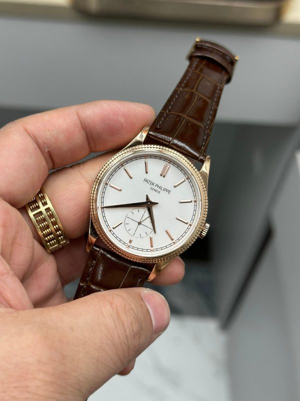Patek Philippe Calatrava Small Seconds White Dial Leather Strap 6119R 001 Watch