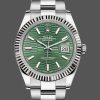 Rolex Datejust 126334 Fluted Bezel Green Motif Dial 41MM Mens Replica Watch