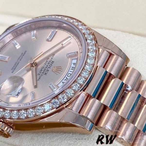 Rolex Day-Date 228345RBR Sundust Diamond Dial Diamond Bezel 40mm Mens Replica Watch