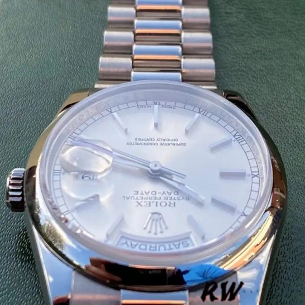 Rolex Day-Date 118209 Oyster Bracelet White Dial 36mm Unisex Replica Watch