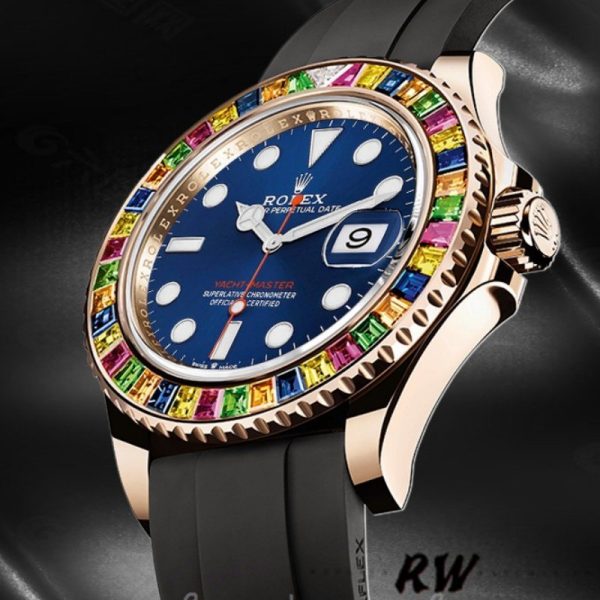 Rolex Yacht Master 116695 Black Rubber Strap Blue Dial 40MM Mens Replica Watch
