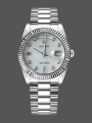 Rolex Day-Date 118239 Mother of Pearl White Dial Fluted Bezel 36mm Unisex Replica Watch