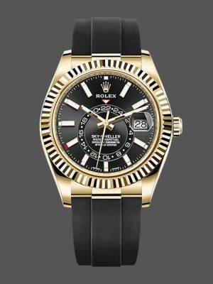 Rolex Sky Dweller 326238 Yellow Gold Black Dial 42mm Mens Replica Watch