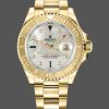 Rolex Yacht Master 168628 White MOP Dial Yellow Gold 35MM Unisex Replica Watch