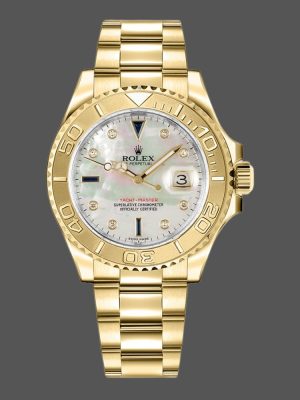 Rolex Yacht Master 168628 White MOP Dial Yellow Gold 35MM Unisex Replica Watch