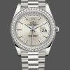 Rolex Day-Date 228349RBR Silver Stripe Motif Dial Diamond Bezel 40mm Mens Replica Watch